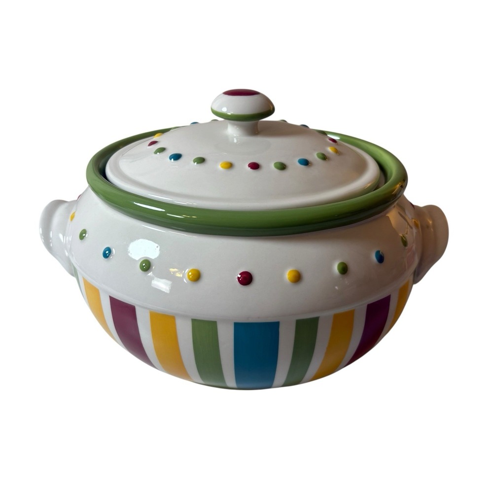 Celebrating Home Simply Summer Stoneware Collection Bean Pot Casserole Dish Lid